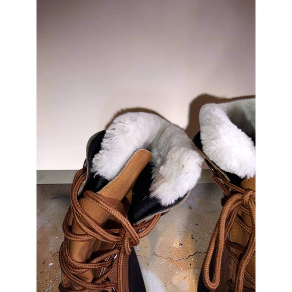 Mens Tan and Black Insulated Snow Boots Faux Fur Lined Waterproof Duck Boots main image 2